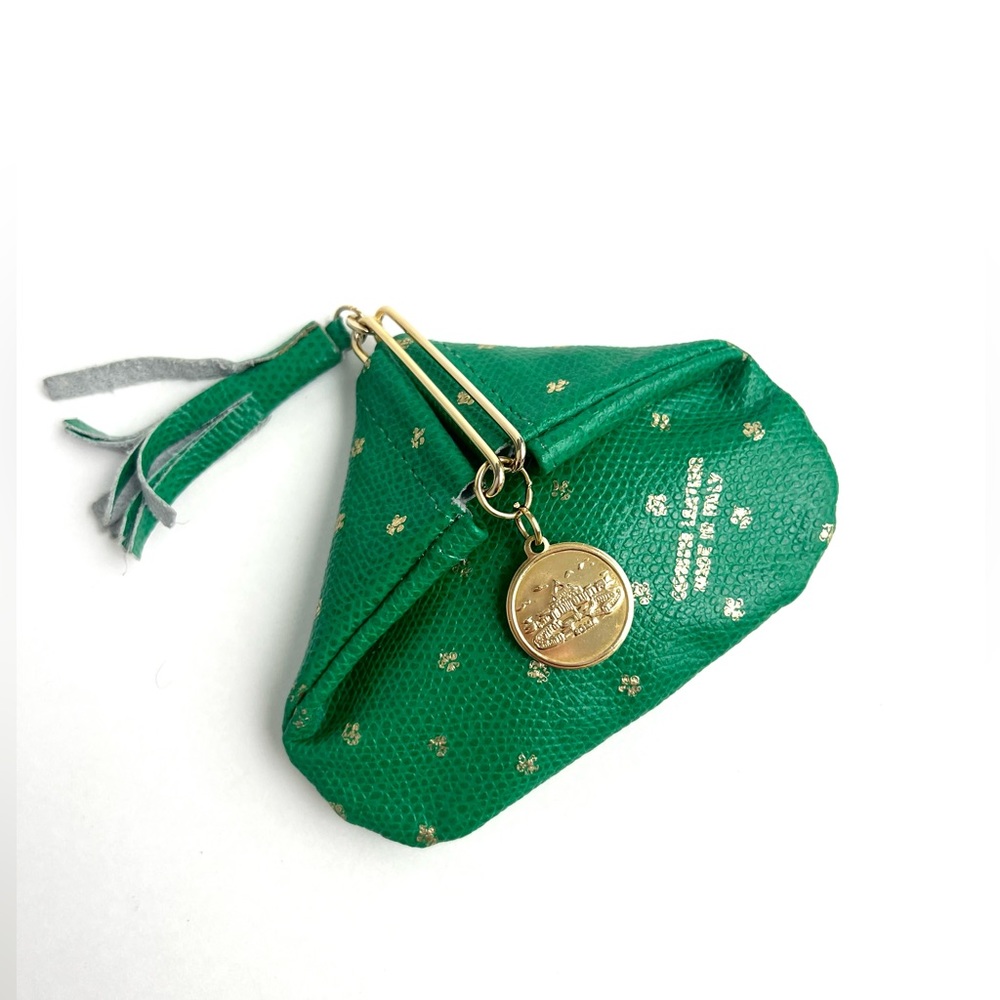 Vintage Fiocchi Italian Leather Gold & Green Coin Purse